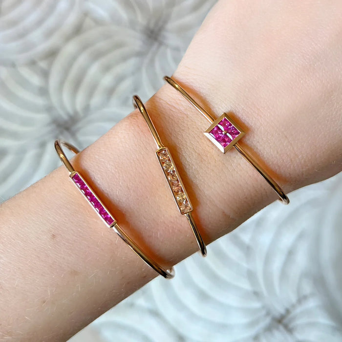 18K Rose Gold & Pink Sapphire Cuff Bracelet
