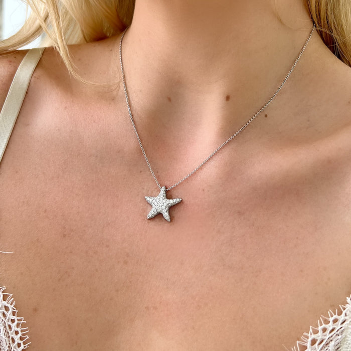 18KWG Diamond Starfish Necklace
