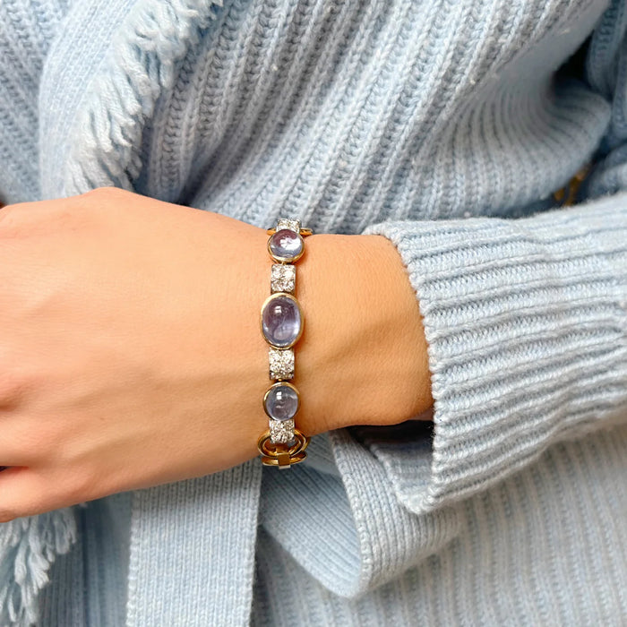 18KYG Cabochon Sapphire & Diamond Bracelet